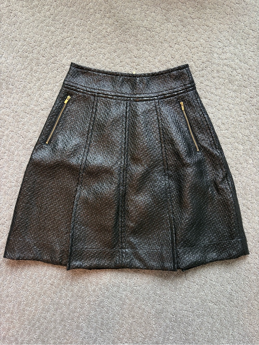 Banana Republic A-Line High Waisted Pleated Faux Leather Mini Skirt